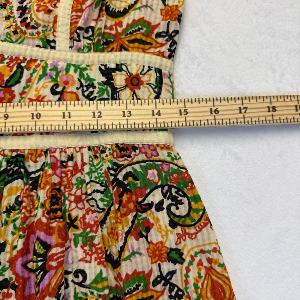 ba&sh Paisley Floral Maxi Dress Multicolor V-Neck Button Front Tiered Size M - Picture 4 of 10